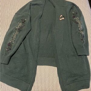 Lord Of The Rings Embroidered Green Cardigan
